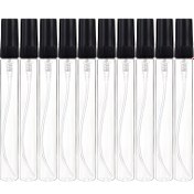 Resim 10 Adet Taşınabilir Cam Parfüm Örnek Şişeleri - Doldurulabilir & BPA İçermez, 2ml'den 10ml'ye Boyutlar, Siyah Uçlu Şeffaf, Seyahat, Numuneler ve Kozmetik için İdeal, Parfüm Dolum Şişeleri 