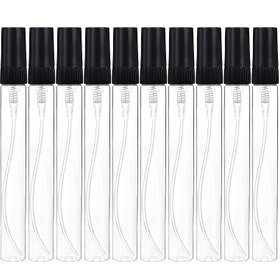 Resim 10 Adet Taşınabilir Cam Parfüm Örnek Şişeleri - Doldurulabilir & BPA İçermez, 2ml'den 10ml'ye Boyutlar, Siyah Uçlu Şeffaf, Seyahat, Numuneler ve Kozmetik için İdeal, Parfüm Dolum Şişeleri 