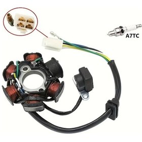 Resim Hightower 1 Adet 6 Kutuplu Bobin 5 Kablolu Dişi Fiş Ac Yarım Dalga Ateşleme Manyeto Stator Gy6 50cc-125cc Motor Atv Quad İçin 