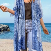 Resim Kadınların Boho Şifon Kimono Hırka, Açık Ön, Plaj Kıyafeti, Günlük Tatil Stili, Güneş Koruma Giysisi 