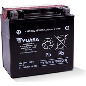 Resim Yuasa Yu-ytx14-bs 12v 12 Ah Motosiklet Aküsü Japon Teknolojisi 