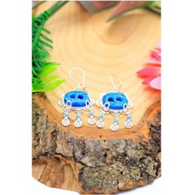 Resim Telkari İşlemeli Midyat Süryani Nazar Boncuğu Küpe 201021118 