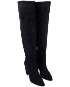 Resim Tamer Tanca Kadın Hakiki Deri Siyah Süet Topuklu Çizme 594 758 Bn Czm Sk25-26 Sıyah Suet Siyah 