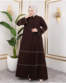 Resim Nevayla Moda Kıl Biye Detaylı Abaya/ferace / Taba - F0145 Taba 