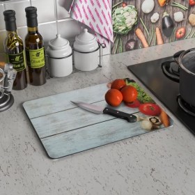 Resim Decovetro Mavi Ahşap Görünümlü Cam Kesim Tablası 30 x 40 cm 