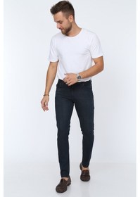Resim Jeans Dar Kesim Erkek Lacivert Renk Kot Pantolon Lacivert 