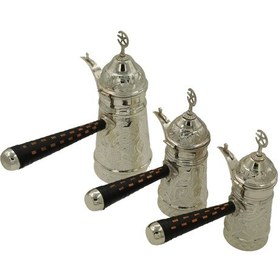 Resim Gümüş Kaplama Nakışlı Mırra Cezve 