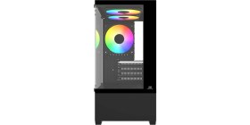 Resim Powerboost M5001B 500W 3*12CM Rainbow Fan USB 3.0 Seaview Matx Gaming Siyah Kasa 