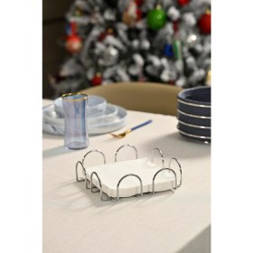 Resim Silver Kare 18 cm Peçetelik, Kafe, Restoran, Otel, Mutfak Sofra Büyük Boy Peçete - Metal Paslanmaz 