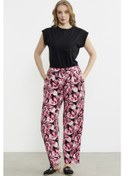 Resim Desenli Viskon Palazzo Pantolon - Pembe Pembe 