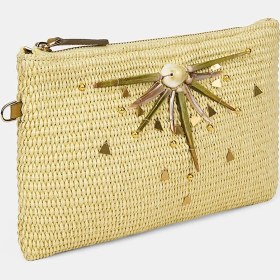 Resim Desa Kadın Sarı Güneş Motifli Hasır Clutch 