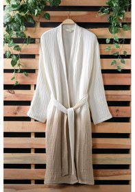 Resim Osimhen Müslin Gölgeli Bornoz %100 Pamuk Bej-s/m Bej 