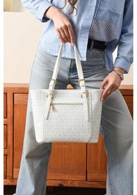 Resim Just Polo Günlük Kombinlere Uygun Kadın Büyük Boy Lüks El Çantası Ebat : 24 X 27 Cm Shopper Beyaz 
