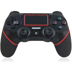 Resim Mufunye Ps4 Kablosuz Bluetooth Oyun Kolu: Dokunmatik Panel, Titreşim Ve 6 Eksen Hareket Algılama Özellikli Siyah-kırmızı Gamepad 