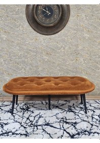 Resim Zafir Ufo Oturak Bench - Siyah Boyalı Sivriltme Ayak - Oturak - Bench - Puf - Yatak Ucu Pufu Turuncu 