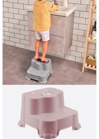 Resim Flosoft Kaydırmaz Çocuk Taburesi Çift Basamaklı, Çocuk Banyo Lavabo Merdiven Yükseltici Pembe 