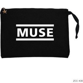 Resim Muse Logo Siyah Clutch Astarlı Cüzdan / El Çantası - Siyah 