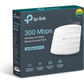 Resim TP-Link Tp-Lınk Omada EAP110 1 Port 10/100 2.4ghz 300MBPS 2X4DBI Anten Iç Ortam Tavan Tipi Access Poınt(Adaptörlü) 