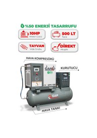 Resim Hava Kompresörü Depo Üstü İnvertörlü Vidalı 10hp 500lt Gpv10e 