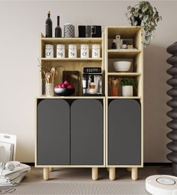 Resim Parma 3 Kapaklı Mutfak Dolap, Kahve Köşesi, Çok Amaçlı Dolap Safir Meşe-antrasit 