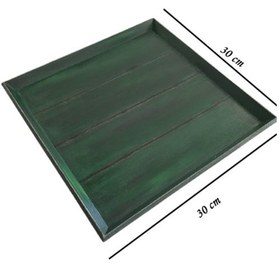 Resim El Boyaması Ahşap Yeşil Eskitme Kare Çay, Kahve, Söz Nişan Dekoratif Servis Sunum Tepsisi Ihlamur Yeşili Eskitme 