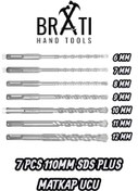 Resim BRATİ HAND TOOLS Sds Plus Kırıcı Delici Hilti Duvar ve Beton Delme Matkap Ucu seti 7 parça 110mm Boy 6mm-12mm 
