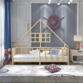 Resim Givayo Wood's Home Montessori Ahşap Yatak 100 x 200 cm Doğal Renk ile Şık Görünüm ve Konfor 