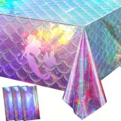 Resim Halloween, Noel, 1/3 adet Canlı Aurora Denizkızı Masa Örtüsü - Parlayan Balık ve Köpüklerle Renkli Su Altı Sahnesi, Doğum Günü Partileri ve Temalı Etkinlikler için Tek Kullanımlık Dikdörtgen Plastik Masa Örtüsü, Denizkızı Parti Süsleri, Parti Masa Örtüsü, Okyanus Temalı Tasarım, Dayanıklı Masa Örtüsü 