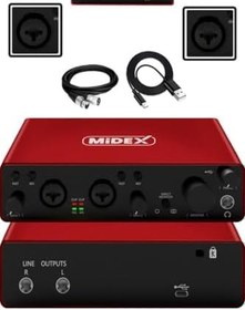 Resim Midex GLX-800RD Üst Segment Usb Stüdyo Ses Kartı 2 Giriş 2 Çıkış 24bit/192kHz 