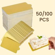 Resim 50/100 Adet Dikdörtgen Mini Karton Altın Mousse Pasta Tabanı, Gida Sertifikalı Çok Amaçlı Cupcake Tabakları, İlk Bakışta Kolay Tutuşlu Pişirme Tatli Tahtalar - Niş Şekerlemede ve Doğumgünü Partilerinde Ýaşarmanlyk, Ýatgyzan Pastalyklaryň Üsti ün ikiýän Desenler, Ýörite Zawutlanmaga Uygun Keke Baza Plastinkasy 