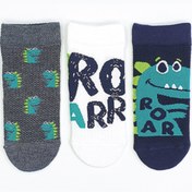 Resim MEM SOCKS 3'lü Dinazor Desenli Çocuk Patik Çorap 