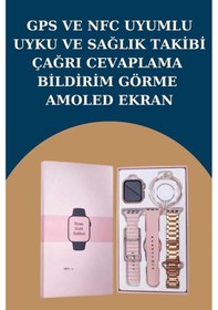 Resim Kadınlar İçin 3 Kordonlu Akıllı Saat Ve Dijital Göstergeli Powerbankli Bluetooth Kulaklık Dokunmatik Kontrol 