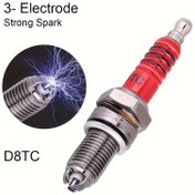 Resim D8TC Üç Elektrodlü Yanık Fiş, Düşük Isı Tüketimi, Hızlı Ateşleme, Motor Gazını Tamamen Yakar, Güc Artırır, Yakıt Tüketimini Azaltır, CG 125cc 150cc 200cc 250cc CF250 4-Stroke Motorlu Motosiklet Scooter için Uygun 