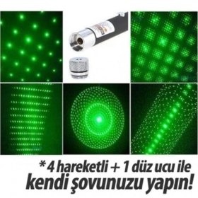 Resim Uygun Yeşil Lazer Pointer 500 Mw 50 Km Etkili 5 Başlıklı 