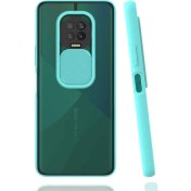 Resim Infinix Note 7 Kılıf Lens Sürgülü Kamera Korumalı Silikon - Turkuaz 