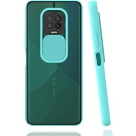 Resim Infinix Note 7 Kılıf Lens Sürgülü Kamera Korumalı Silikon - Turkuaz 