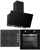 Resim Silverline Siyah Ankastre Set (CS5700C6B01 Ocak/S2-BO6502B02 Fırın/3457 Soho Davlumbaz) 