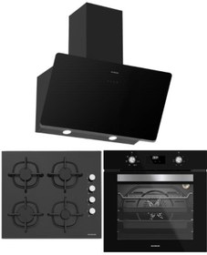 Resim Silverline Siyah Ankastre Set (CS5700C6B01 Ocak/S2-BO6502B02 Fırın/3457 Soho Davlumbaz) 