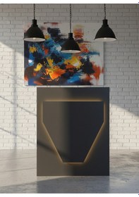 Resim Resital Ledli Karşılama Bankosu G-90 Cm Ofis Kasa Resepsiyon Masası Banko-001-4-4 