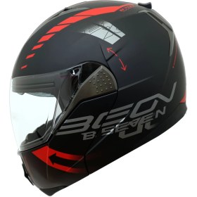 Resim Beon B700 Çene Açılır Kask Kırmızı - Mat Siyah 