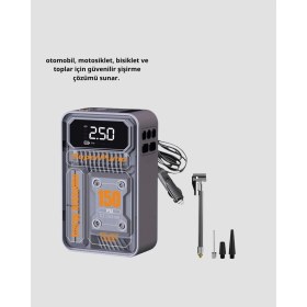 Resim S'82 150 Psı Kablosuz Şarjlı Hava Pompası – LED Ekranlı ve Otomatik Kapanma Özellikli 