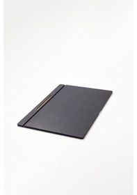 Resim Turgut Office Deri Kapaklı Masa Sümeni Siyah Ahşap Detaylı 60 x 40 CM 
