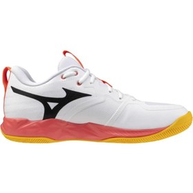 Resim MIZUNO Wave Momentum Pro MID Unisex Voleybol Ayakkabısı Beyaz / Turuncu 
