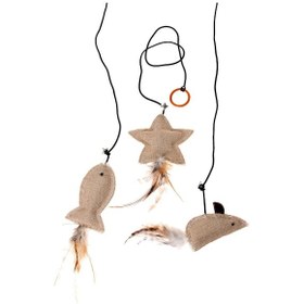 Resim Karlıe - 420 - Tüylü Ve İpli Kedi Oyuncağı - Muratech - 10 Cm 