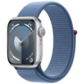 Resim Apple Watch Series 9 Gps 41mm Gümüş Alüminyum Kasa ve Winter Mavi Sport Loop Apple