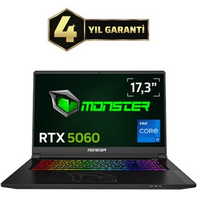 Resim Monster Tulpar T7 V26.2 Intel Core i7 13620H 16 GB RAM 500 GB SSD 8 GB RTX 5060 FreeDOS 17,3" FHD 144 Hz Oyun Bilgisayarı 