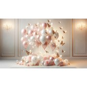 Resim Venspor Işıltılı Balonlar ve Kelebekler Temalı Duvar Örtüsü, 200x150cm, Arkaplan, Fon, Duvar Örtüsü 