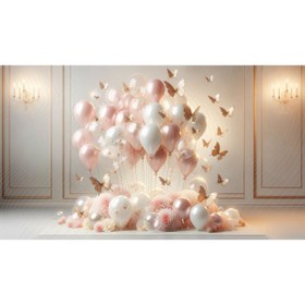 Resim Venspor Işıltılı Balonlar ve Kelebekler Temalı Duvar Örtüsü, 200x150cm, Arkaplan, Fon, Duvar Örtüsü 