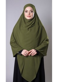 Resim Hürrem Bone Haki Pratik Hazır Geçmeli Tesettür Eşarp Medine İpeği Bağcıklı Sufle Hijab 2301 09 