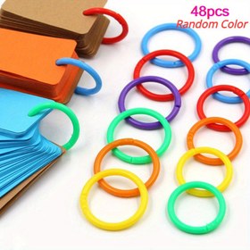 Resim 48 Adet Plastik Halka - 15mm Renkli Yuvarlak Kitap Halkaları, Kendin Yap Fotoğraf Albümleri, Ofis Belgeleri ve Ciltleme Malzemeleri için Uygun 